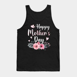 Mother's Day With Floral Mom Mommy Grandma Womens Tank Top